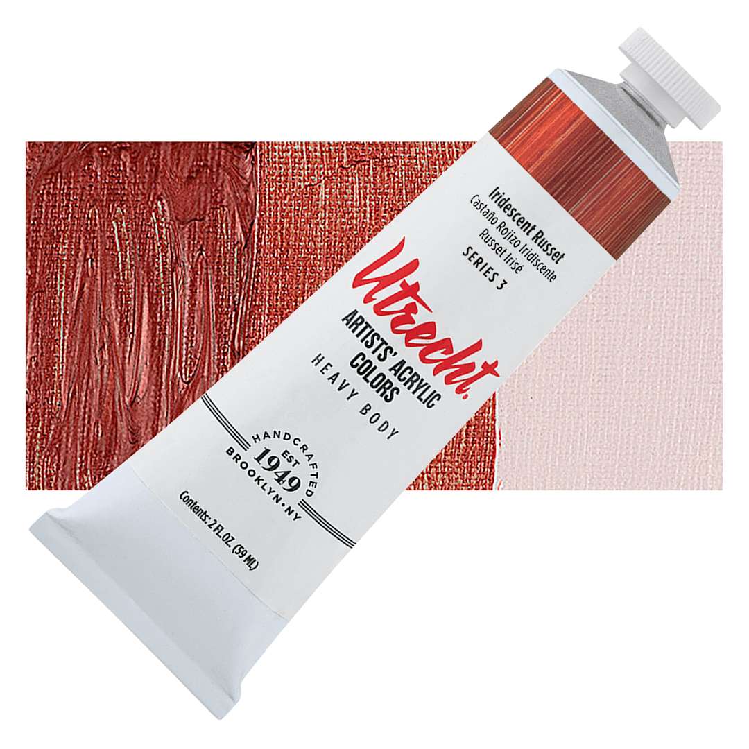Open in modal - Utrecht Artists' Acrylic Paint - Iridescent Russet, 2 oz tube and swatch