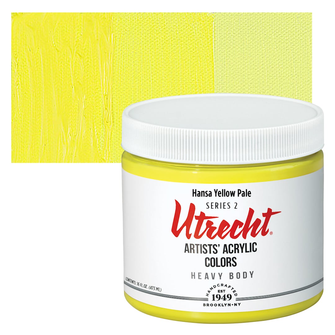Open in modal - Utrecht Artists' Acrylic Paint - Hansa Yellow Pale, Pint and swatch