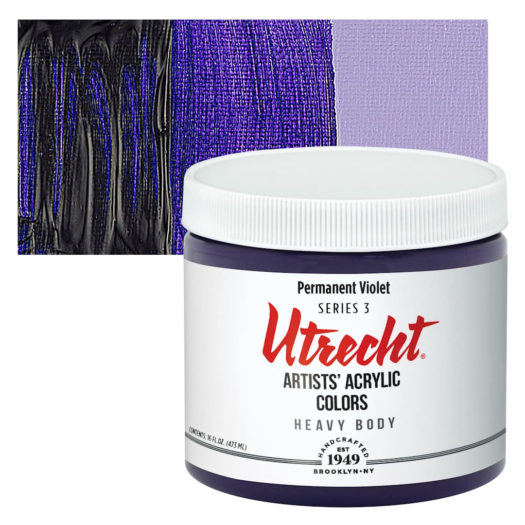 Open in modal - Utrecht Artists' Acrylic Paint - Permanent Violet, Pint and swatch