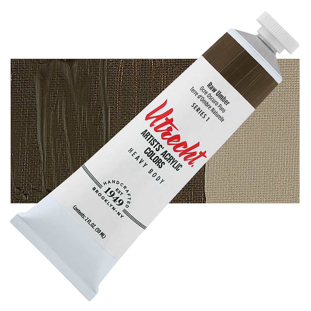 Open in modal - Utrecht Artists' Acrylic Paint - Raw Umber, 2 oz tube and swatch