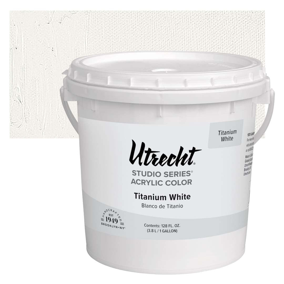 Open in modal - Utrecht Studio Series Acrylic Paint - Titanium White, Gallon and swatch