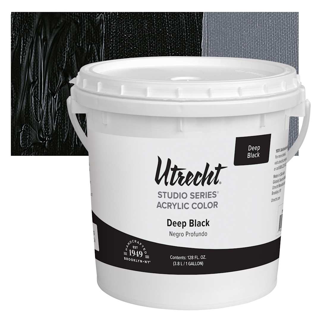Open in modal - Utrecht Studio Series Acrylic Paint - Deep Black, Gallon and swatch