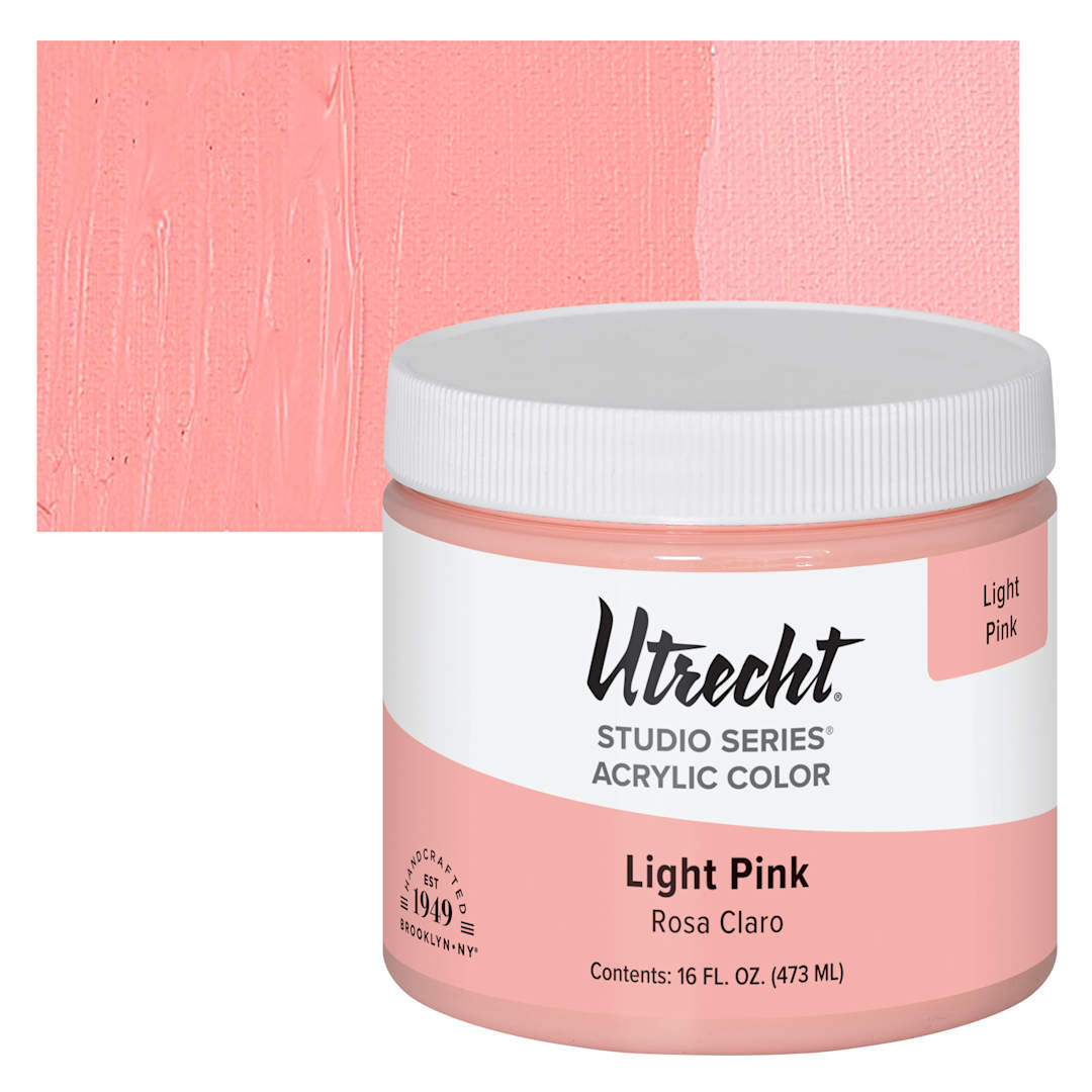 Open in modal - Utrecht Studio Series Acrylic Paint - Light Pink, Pint and swatch