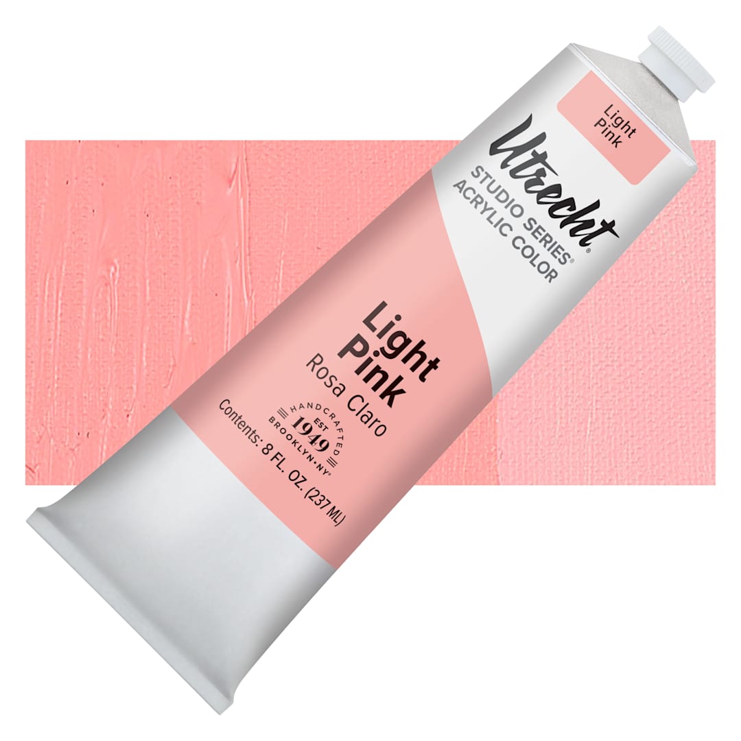 Open in modal - Utrecht Studio Series Acrylic Paint - Light Pink, 237 ml tube and swatch