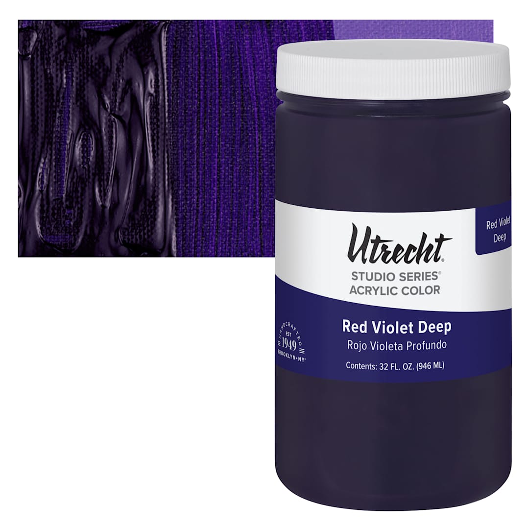 Open in modal - Utrecht Studio Series Acrylic Paint - Red Violet Deep, Quart and swatch
