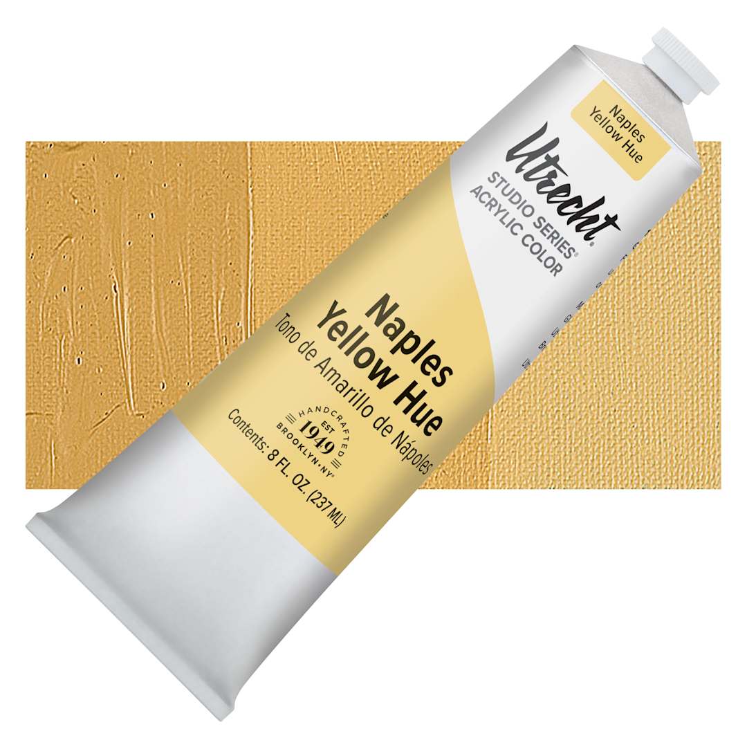 Open in modal - Utrecht Studio Series Acrylic Paint - Naples Yellow Hue, 237 ml tube and swatch