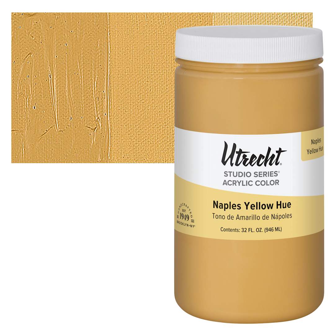 Open in modal - Utrecht Studio Series Acrylic Paint - Naples Yellow Hue, Quart and swatch