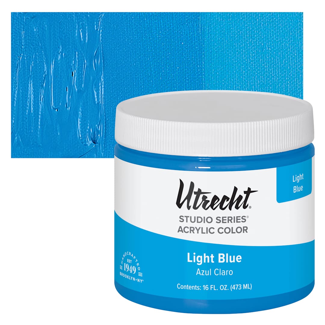 Open in modal - Utrecht Studio Series Acrylic Paint - Light Blue, Pint and swatch