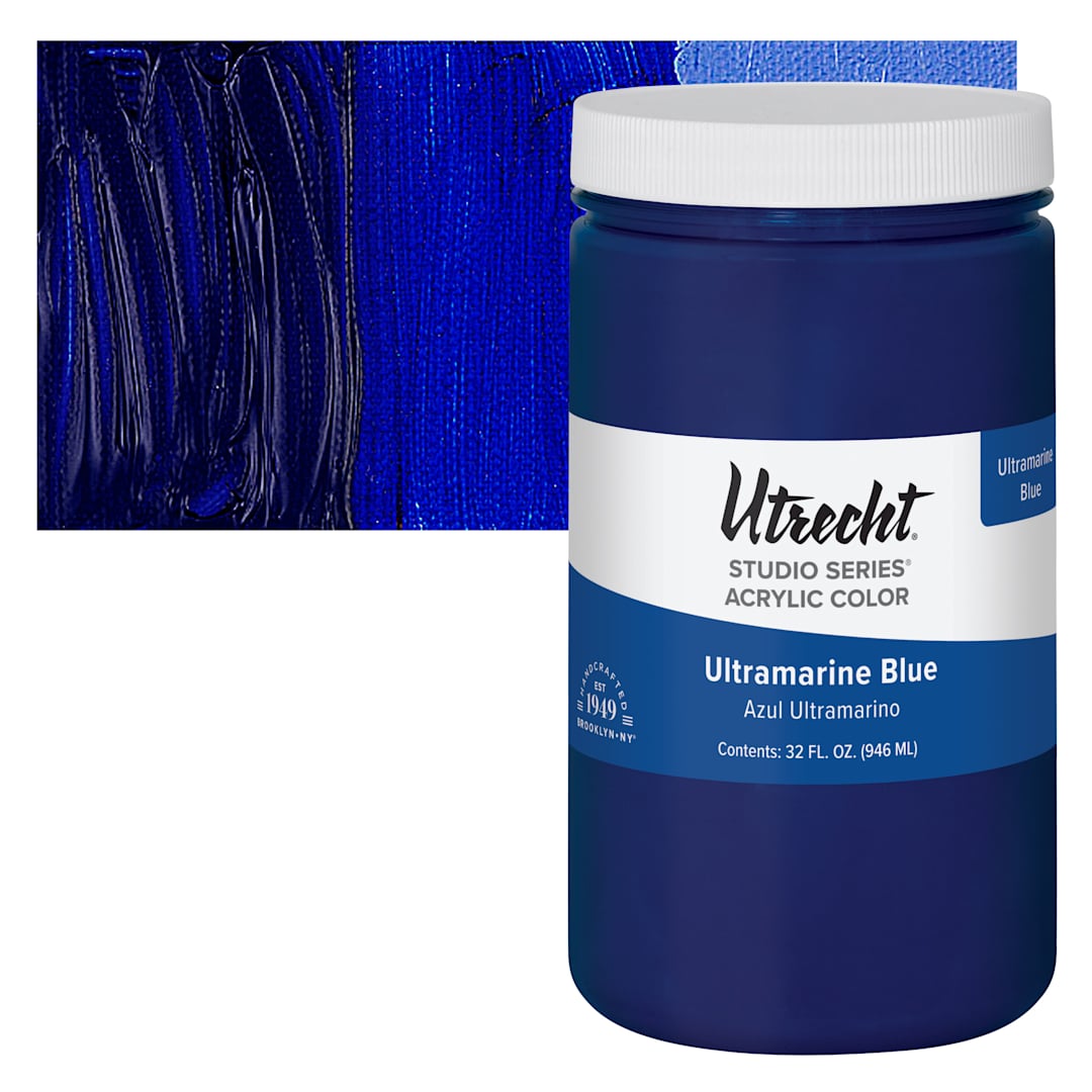 Open in modal - Utrecht Studio Series Acrylic Paint - Ultramarine Blue, Quart and swatch
