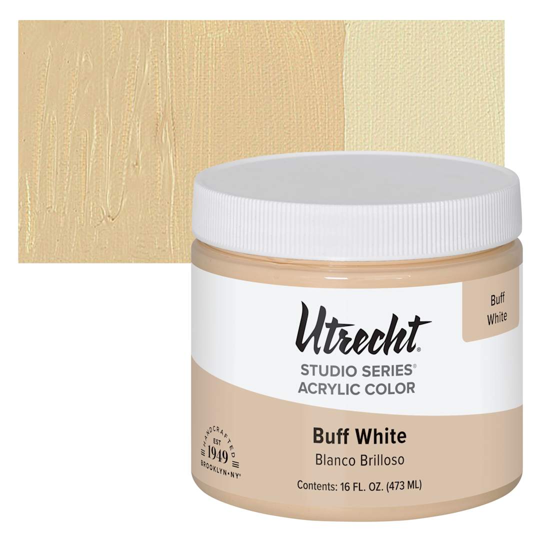 Open in modal - Utrecht Studio Series Acrylic Paint - Buff White, Pint and swatch