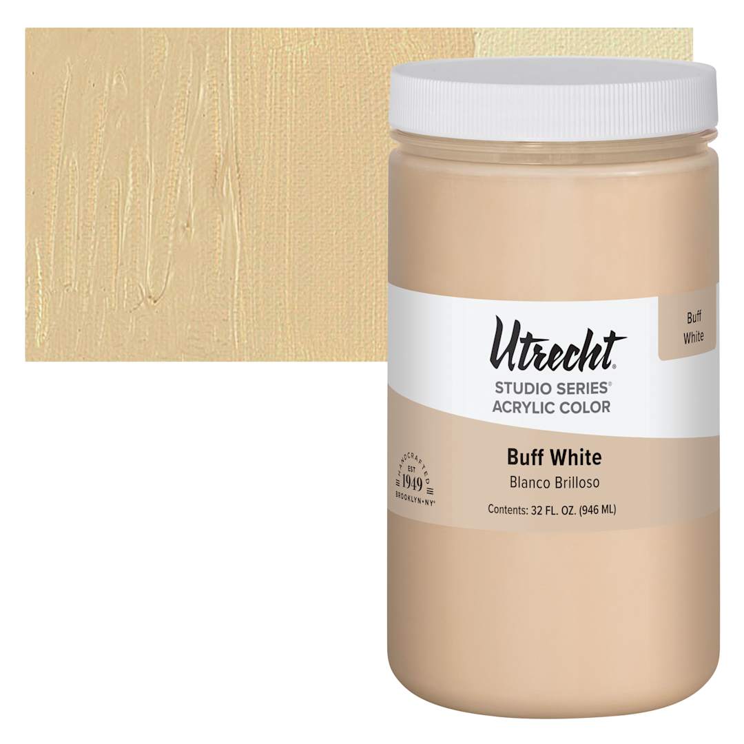 Open in modal - Utrecht Studio Series Acrylic Paint - Buff White, Quart and swatch