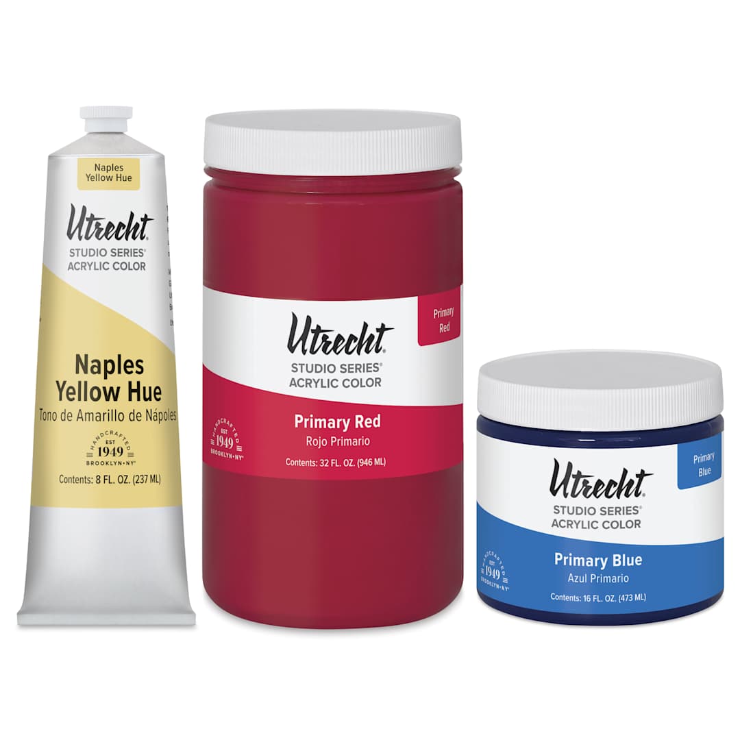 Open in modal - Utrecht Studio Series Acrylic Paints feature new labeling.