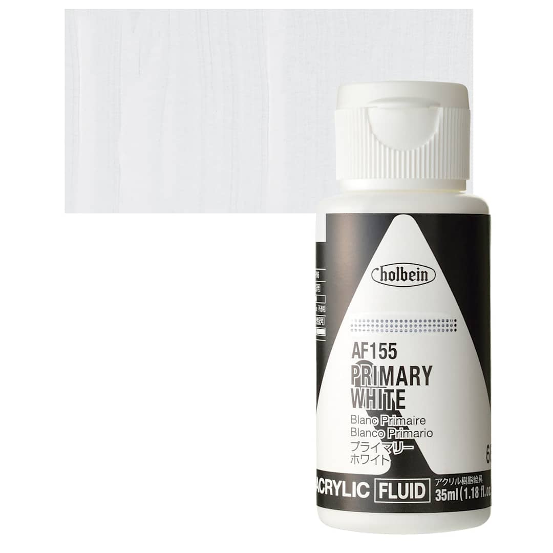 Open in modal - Holbein Fluid Acrylic Paint - Primary White, 35 ml Bottle and swatch