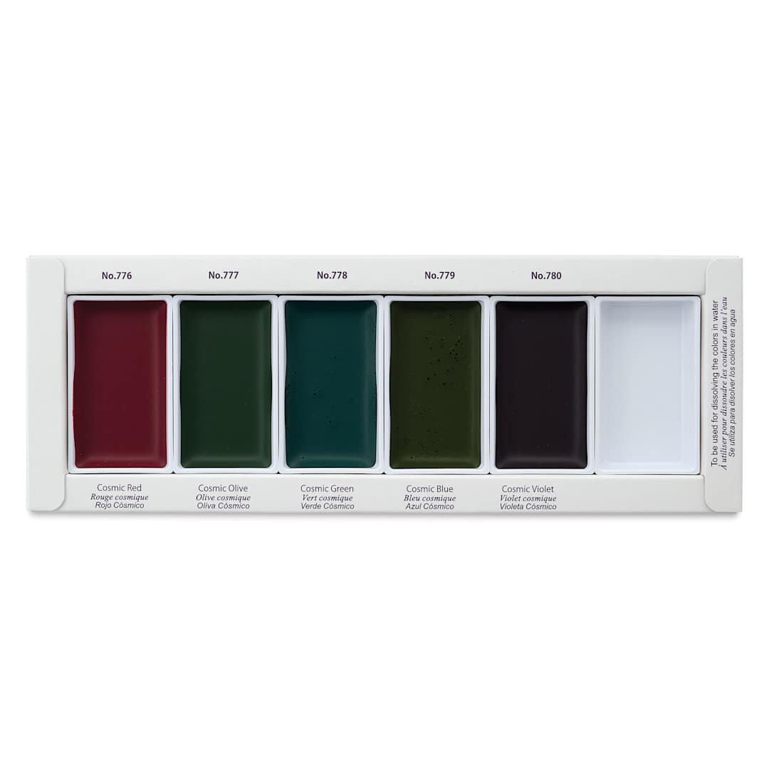 Open in modal - Kuretake Gansai Tambi Watercolor Pans - Set of 5, Cosmic Granulating Colors