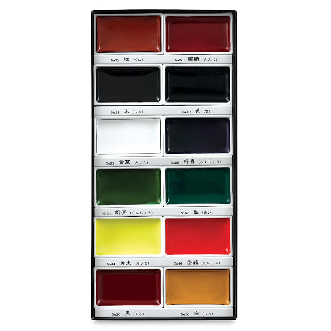 Open in modal - Kuretake Gansai Tambi Watercolor Paint Pan - Set of 12, Assorted Colors. In package.