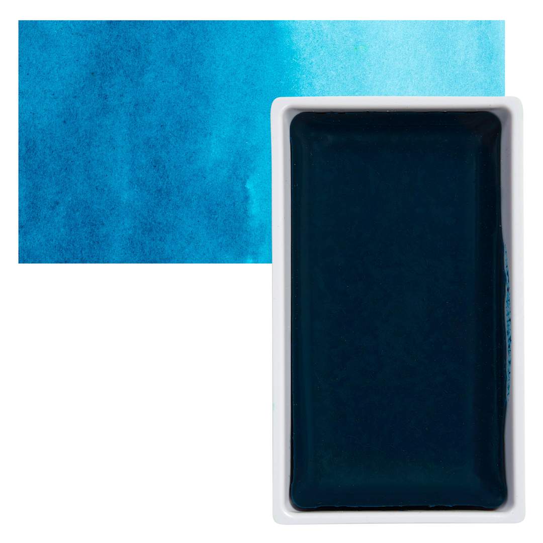 Open in modal - Kuretake Gansai Tambi Watercolor Pan - Turquoise Blue pan and swatch