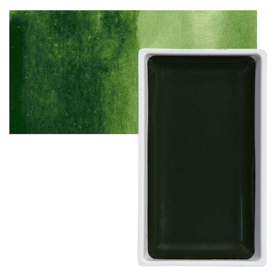 Open in modal - Kuretake Gansai Tambi Watercolor Pan - Sap Green Deep pan and swatch