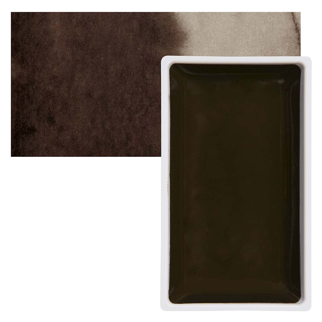 Open in modal - Kuretake Gansai Tambi Watercolor Pan - Raw Umber Deep pan and swatch