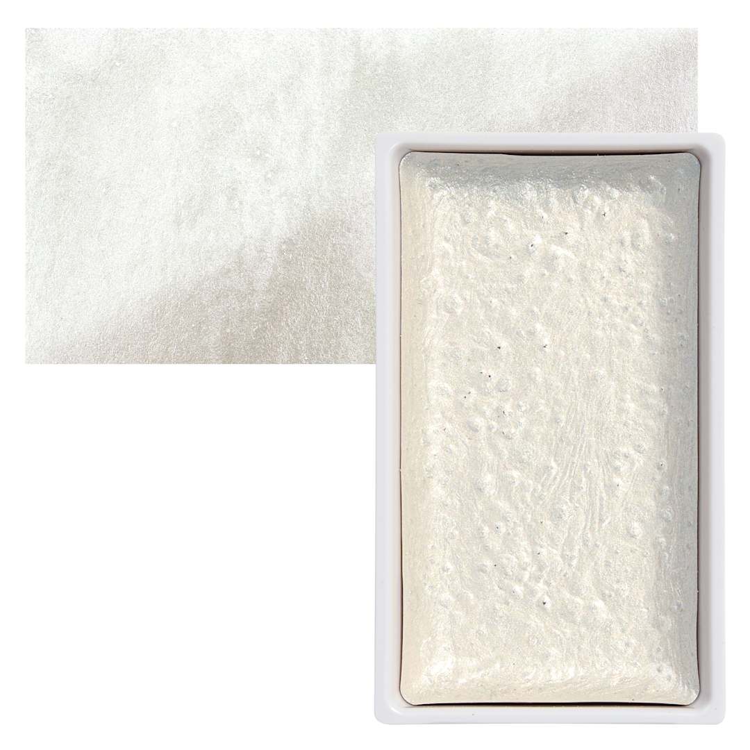 Open in modal - Kuretake Gansai Tambi Watercolor Pan - White Gold pan and swatch