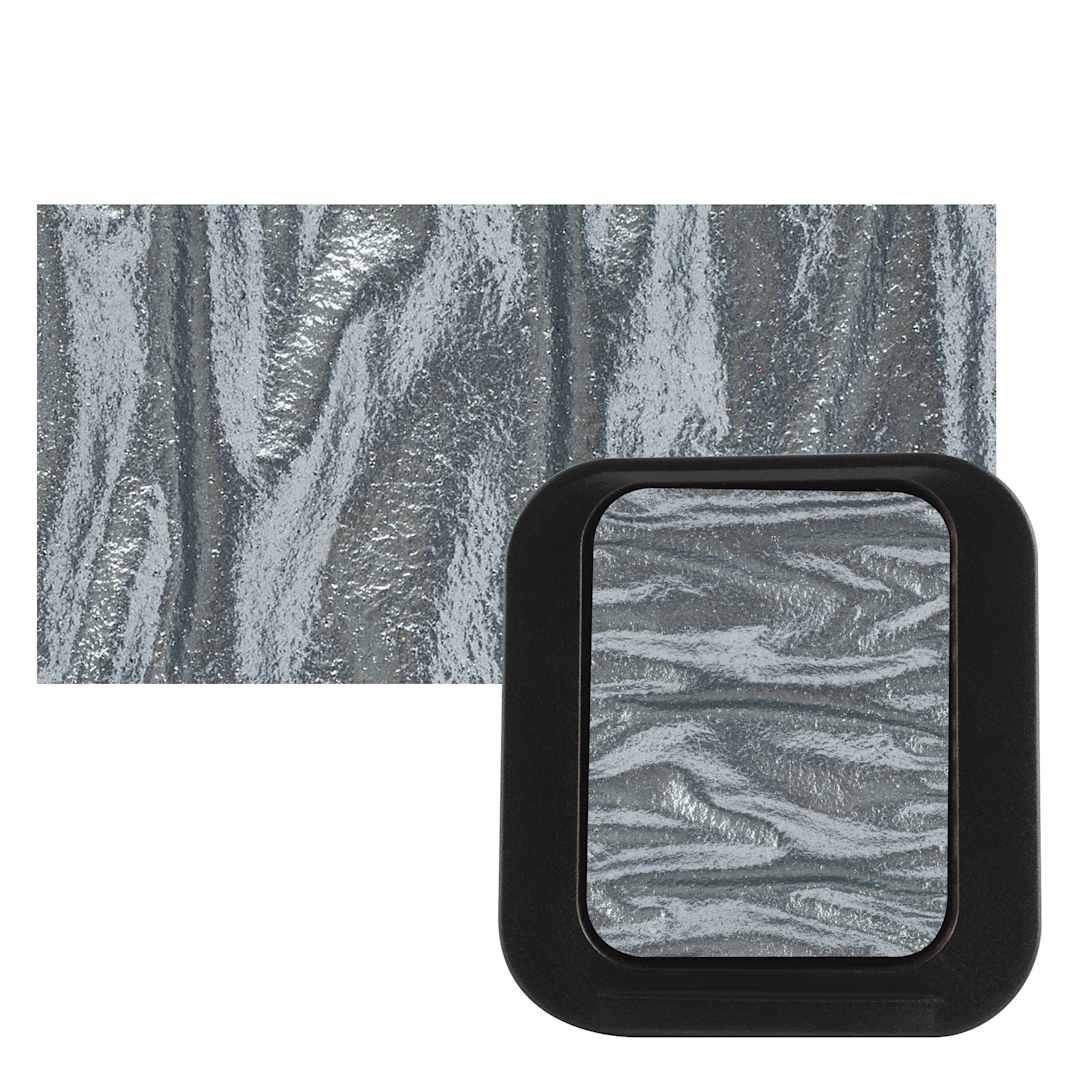 Open in modal - Finetec Artist Mica Watercolor - Blue Silver pan and swatch