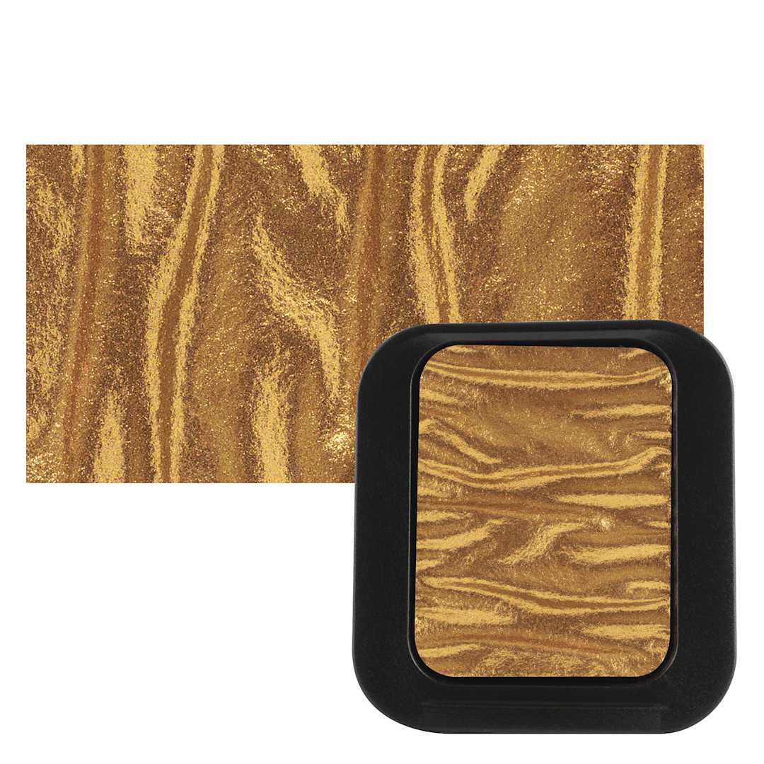 Open in modal - Finetec Artist Mica Watercolor - Royal Gold pan and swatch