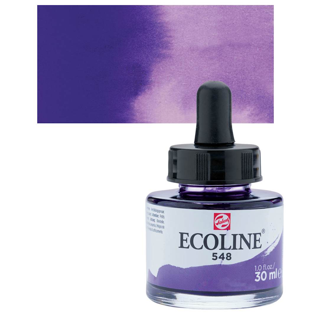 Open in modal - Ecoline Liquid Watercolor with Dropper - Blue Violet, 30 ml jar and swatch