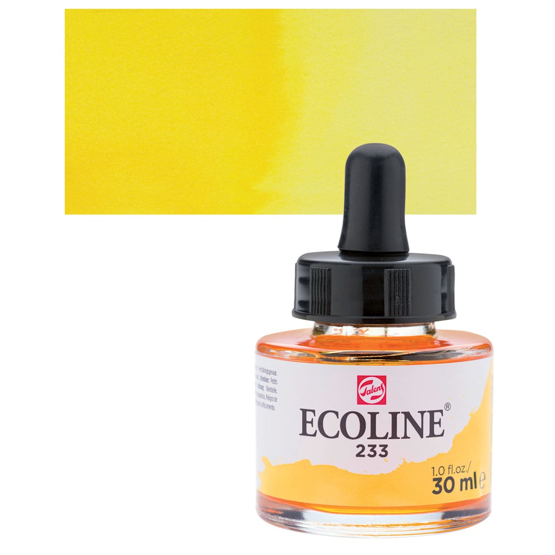 Open in modal - Ecoline Liquid Watercolor with Dropper - Chartreuse, 30 ml jar and swatch