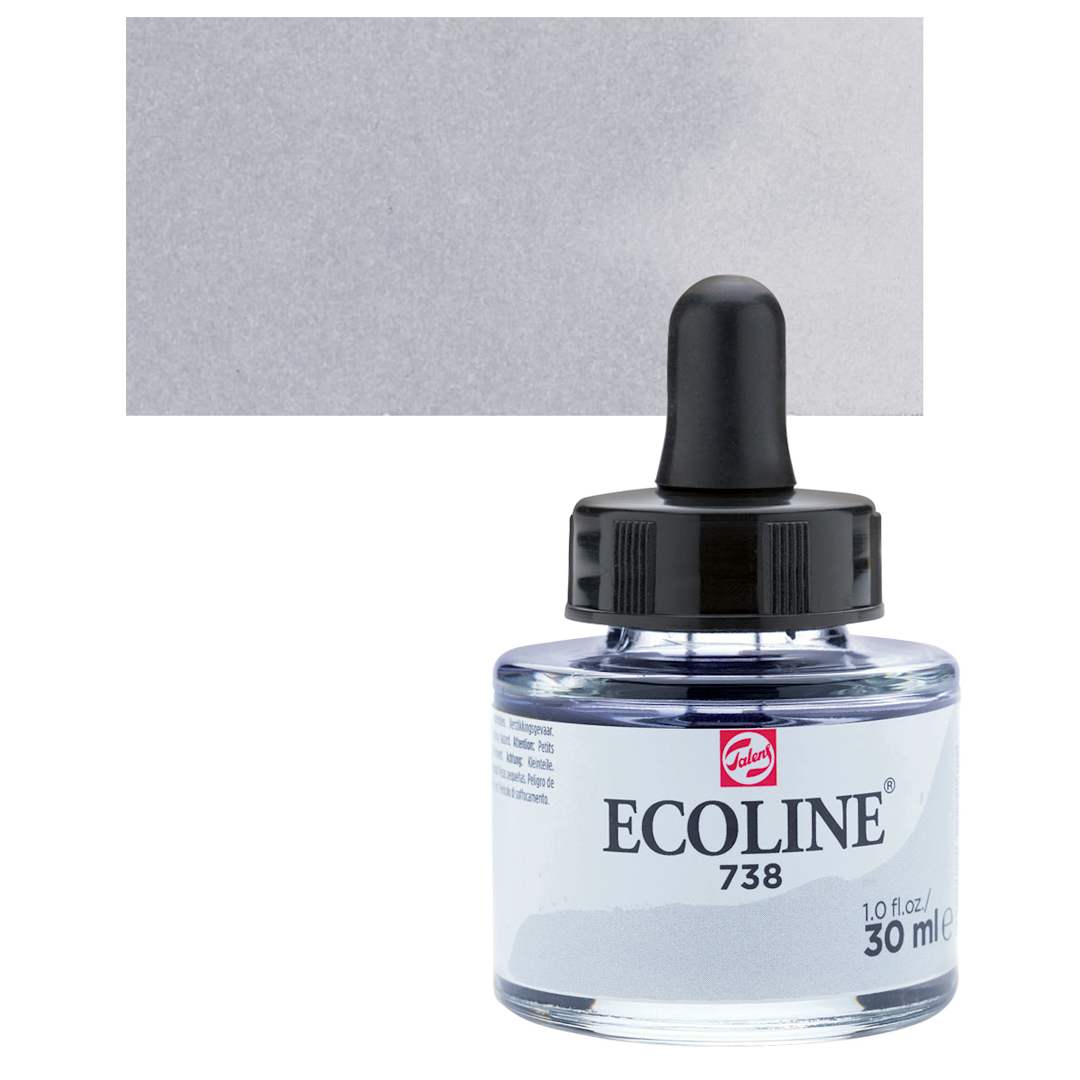 Open in modal - Ecoline Liquid Watercolor with Dropper - Cold Gray Light, 30 ml jar and swatch