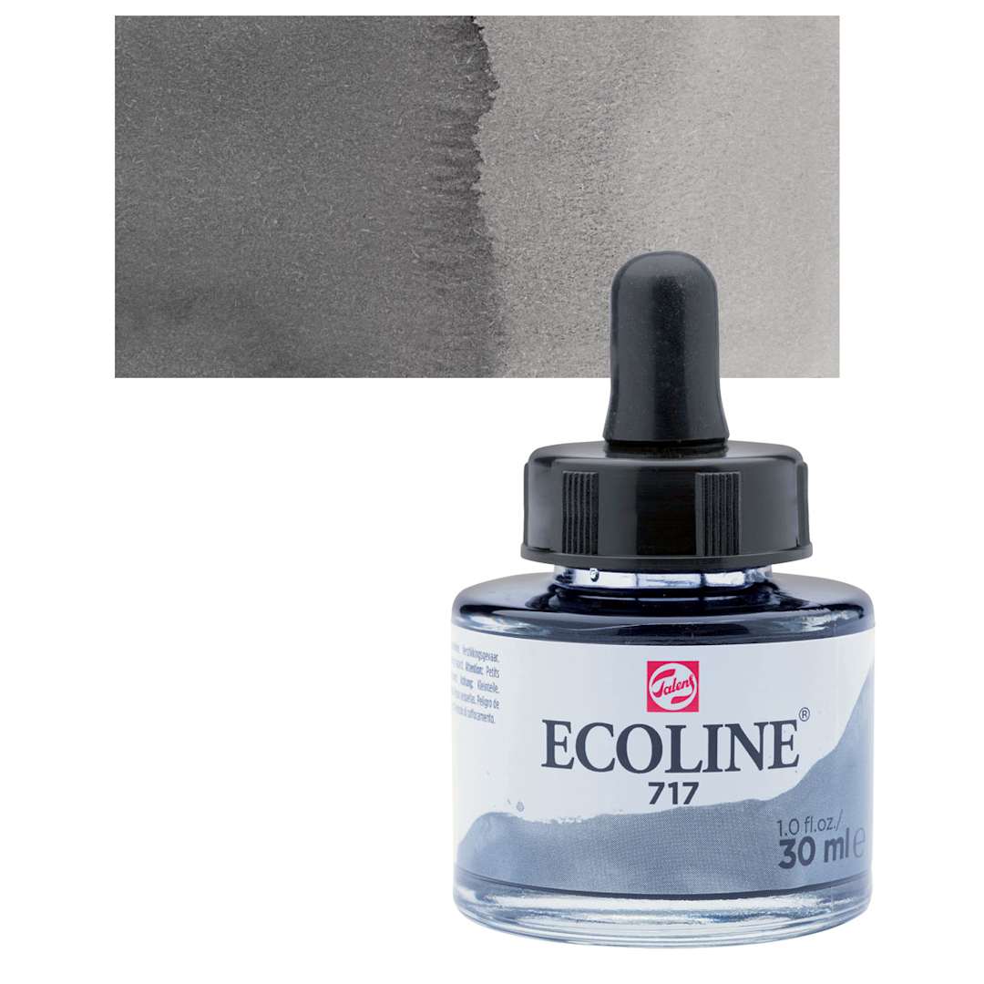 Open in modal - Ecoline Liquid Watercolor with Dropper - Cold Gray, 30 ml jar and swatch