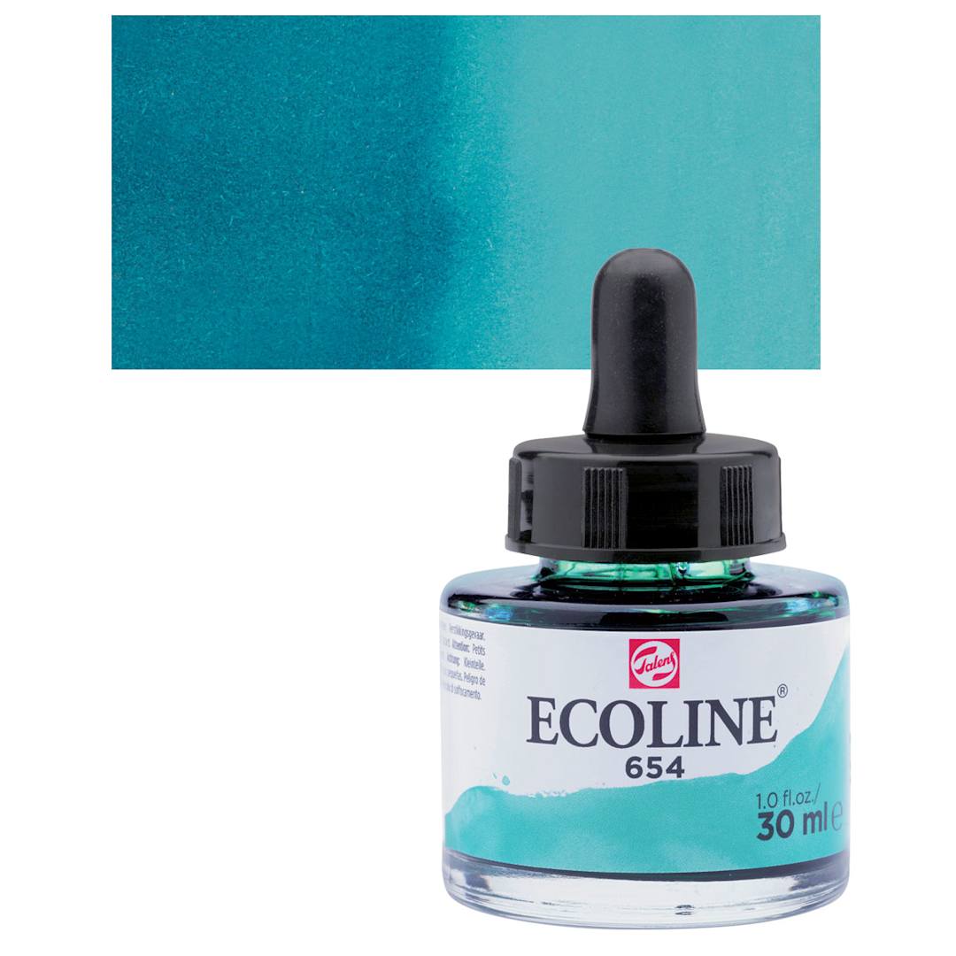 Open in modal - Ecoline Liquid Watercolor with Dropper - Fir Green, 30 ml jar and swatch