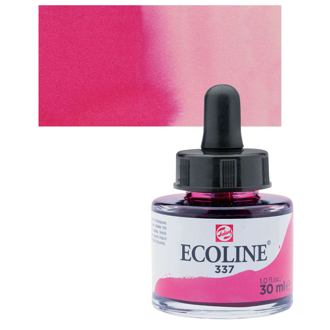 Open in modal - Ecoline Liquid Watercolor with Dropper - Magenta, 30 ml jar and swatch