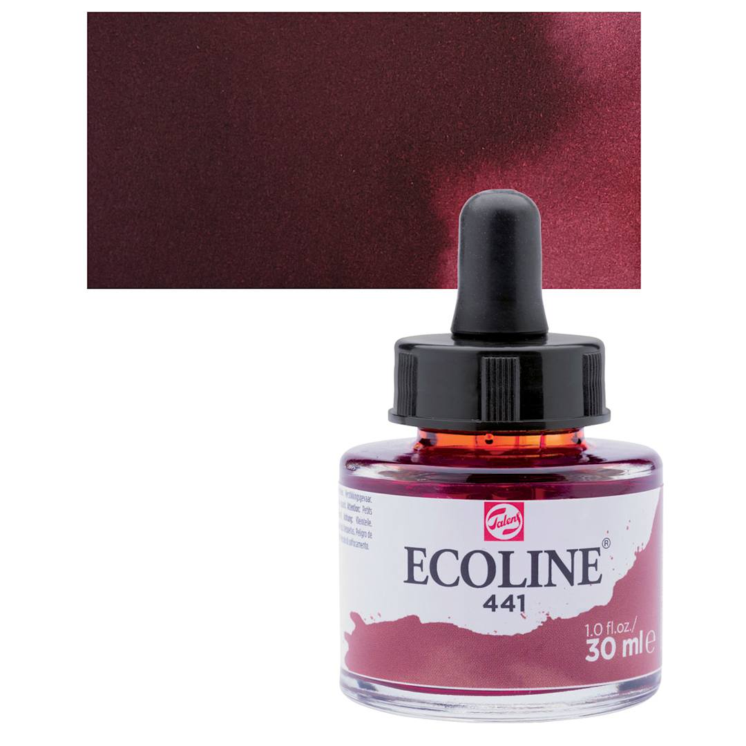 Open in modal - Ecoline Liquid Watercolor with Dropper - Mahogany, 30 ml jar and swatch