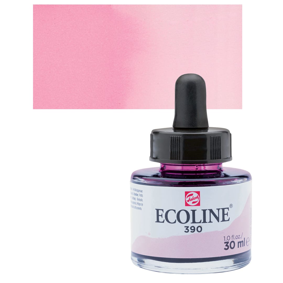 Open in modal - Ecoline Liquid Watercolor with Dropper - Pastel Rose, 30 ml jar and swatch