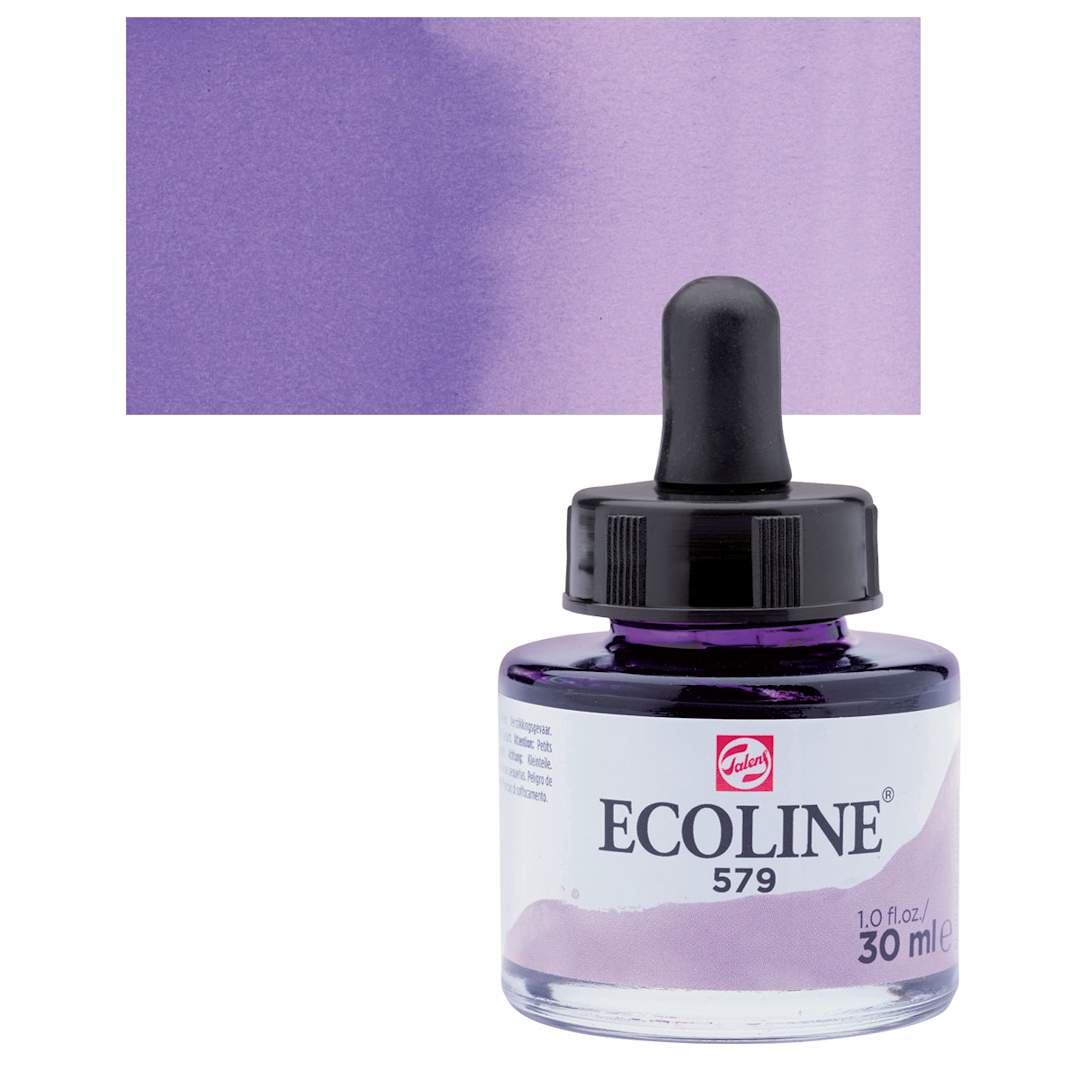 Open in modal - Ecoline Liquid Watercolor with Dropper - Pastel Violet, 30 ml jar and swatch