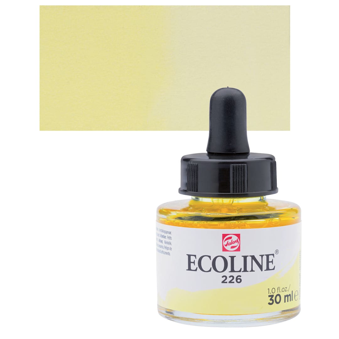 Open in modal - Ecoline Liquid Watercolor with Dropper - Pastel Yellow , 30 ml jar and swatch