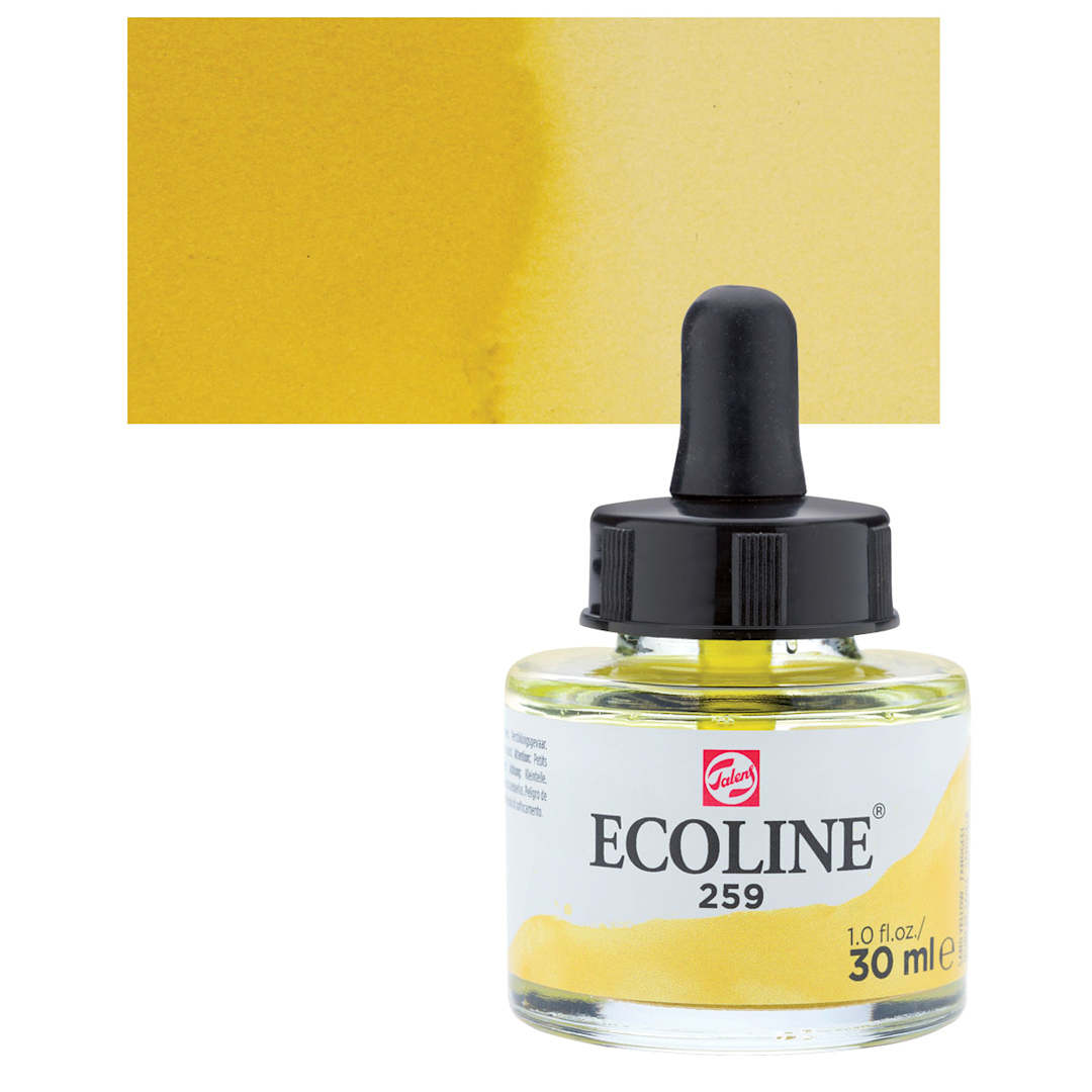 Open in modal - Ecoline Liquid Watercolor with Dropper - Sand Yellow, 30 ml jar and swatch