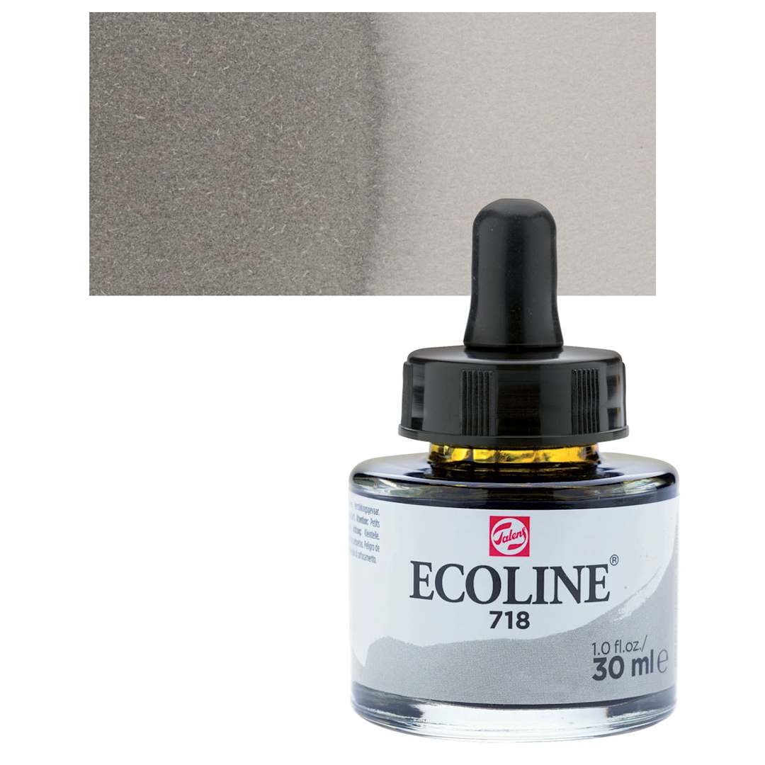 Open in modal - Ecoline Liquid Watercolor with Dropper - Warm Gray, 30 ml jar and swatch