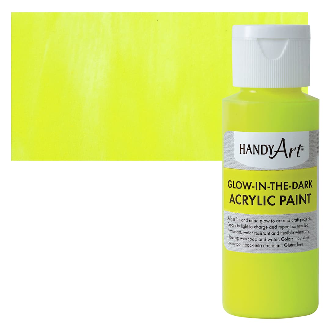 Open in modal - Handy Art Glow-in-the-Dark Paint - Yellow - Bottle and Swatch