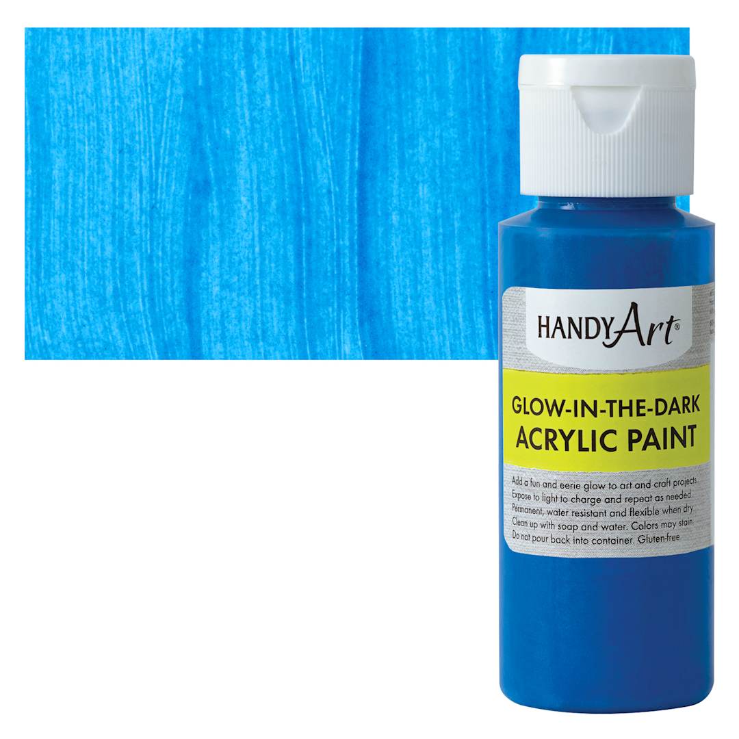 Open in modal - Handy Art Glow-in-the-Dark Paint - Blue - Bottle and Swatch