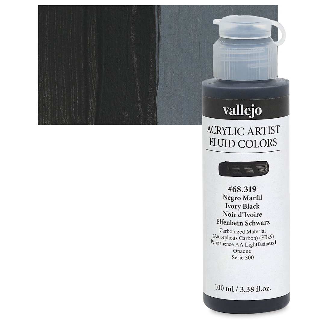 Open in modal - Vallejo Fluid Acrylic - Ivory Black, 100 ml and swatch