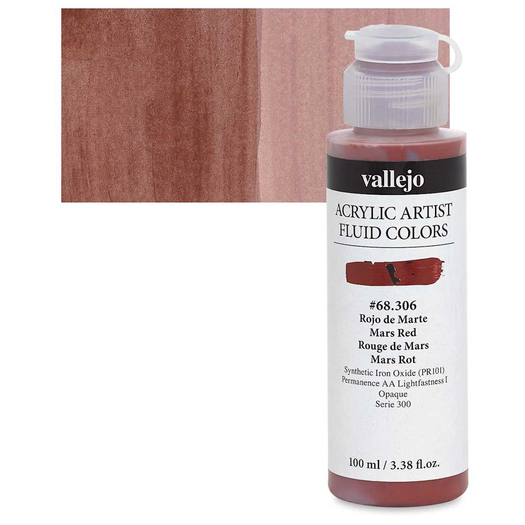 Open in modal - Vallejo Fluid Acrylic - Mars Red, 100 ml and swatch