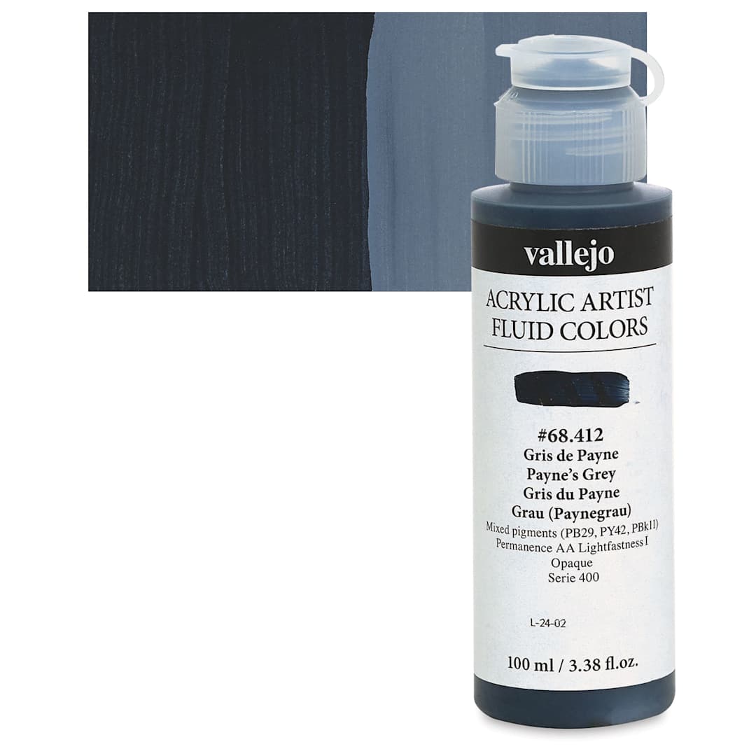 Open in modal - Vallejo Fluid Acrylic - Payne's Gray, 100 ml and swatch