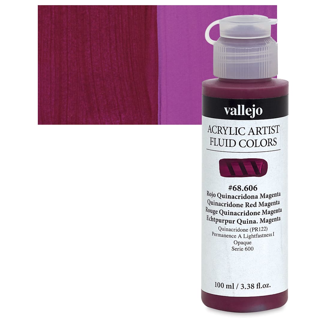 Open in modal - Vallejo Fluid Acrylic - Quinacridone Red Magenta, 100 ml and swatch