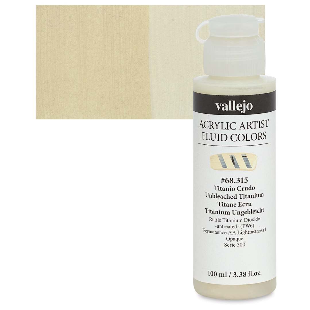 Open in modal - Vallejo Fluid Acrylic - Unbleached Titanium, 100 ml and swatch