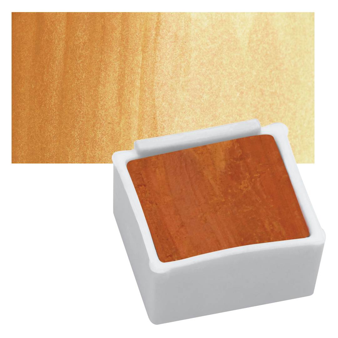 Open in modal - Derwent Inktense Paint Pan - Burnt Yellow Ochre pan and swatch