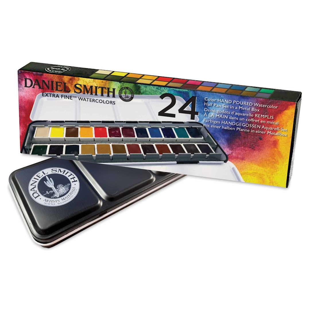 Open in modal - Daniel Smith Watercolor Half Pan - Set of 24, Metal Box