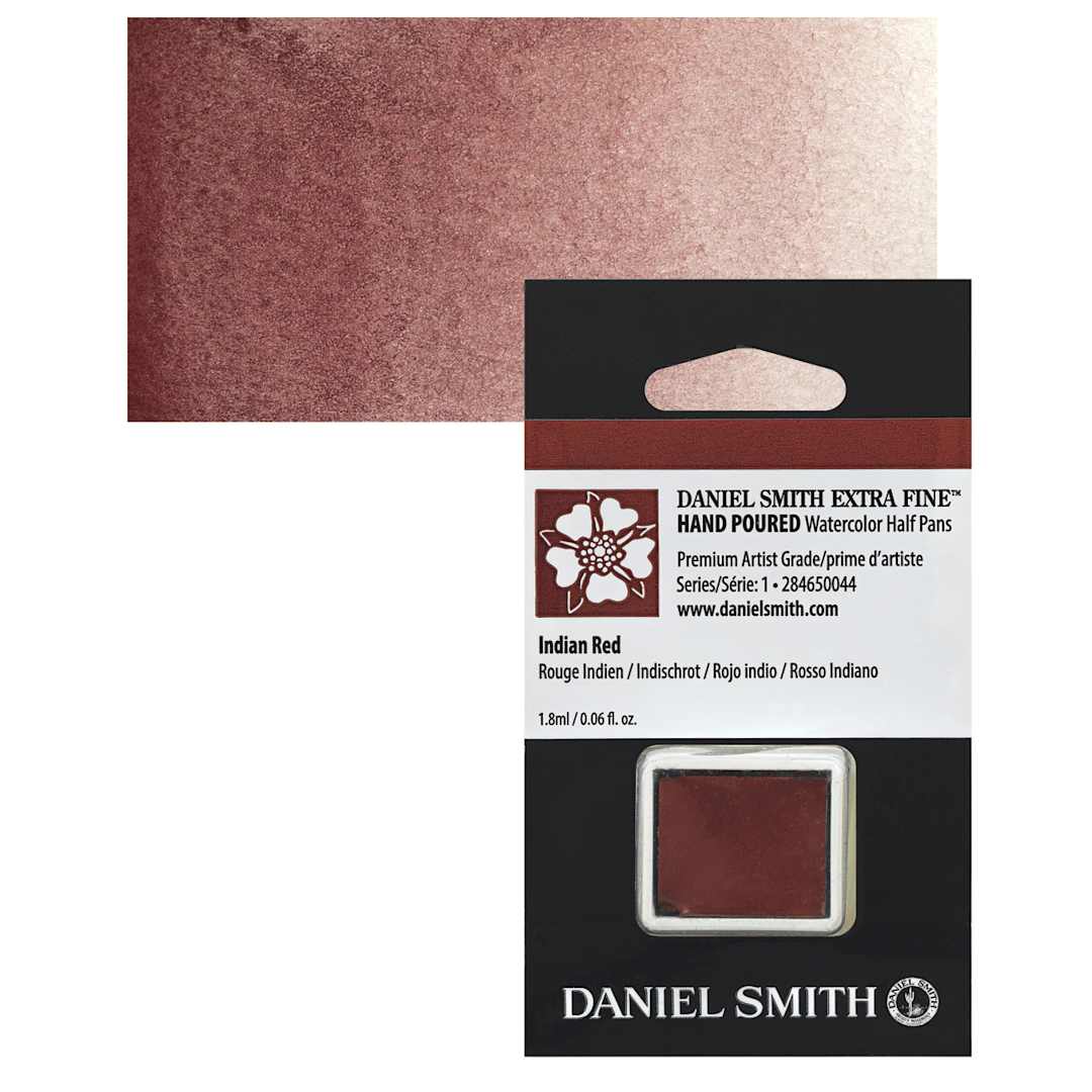Open in modal - Daniel Smith Extra Fine Watercolor Half Pan - Indian Red and swatch