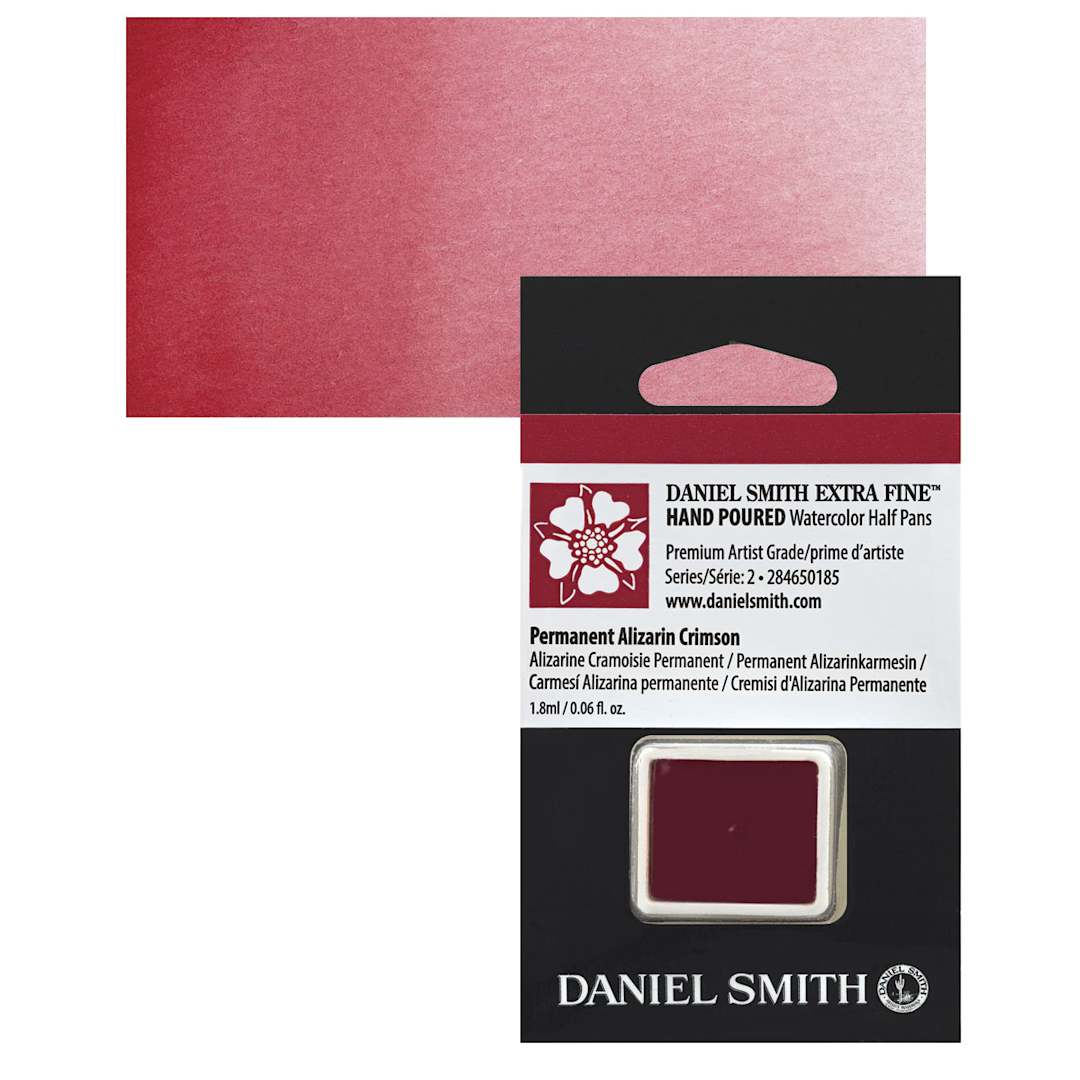Open in modal - Daniel Smith Extra Fine Watercolor Half Pan - Permanent Alizarin Crimson and swatch