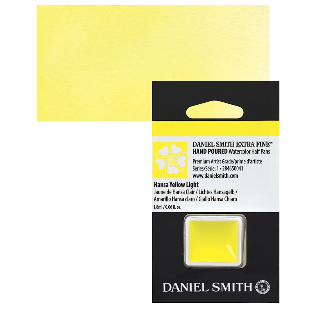Open in modal - Daniel Smith Extra Fine Watercolor Half Pan - Hansa Yellow Light and swatch