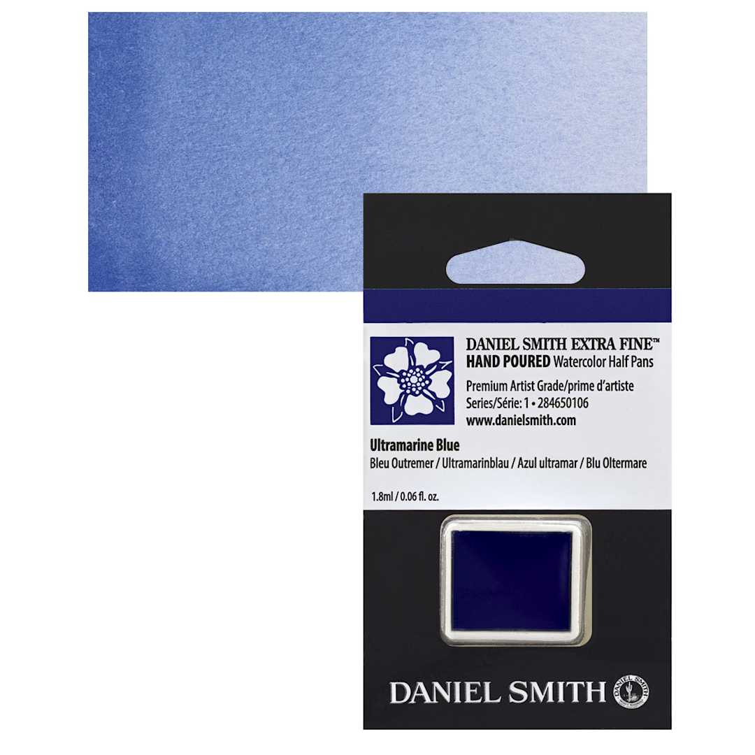 Open in modal - Daniel Smith Extra Fine Watercolor Half Pan - Ultramarine Blue and swatch